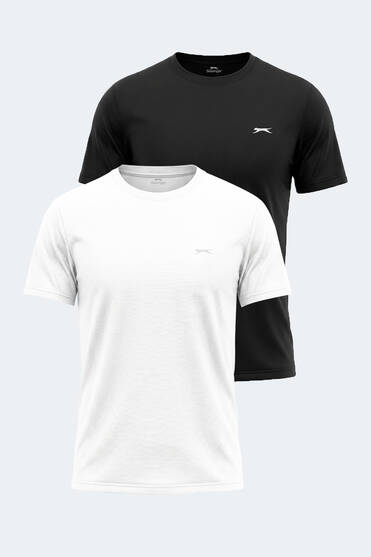 Slazenger HAUNTED 2 Lİ SET Erkek Beyaz - Siyah Tişört
