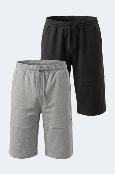 Slazenger NOCTURA 2 Lİ SET Erkek Cepli Kapri Siyah - Gri Şort