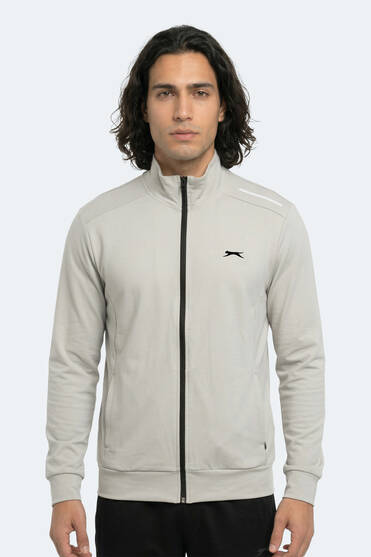 Slazenger REVOLVER Erkek Fermuarlı Dik Yaka Cepli Gri Sweatshırt
