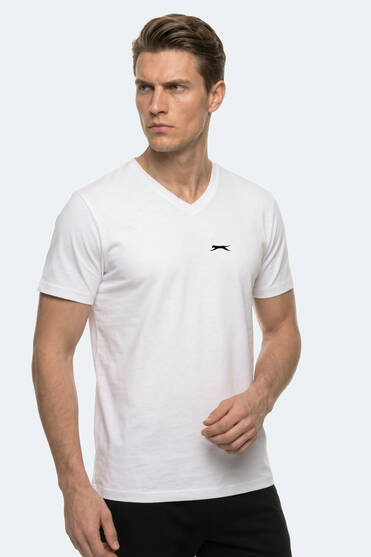 Slazenger RIVALDO T Erkek V Yaka Beyaz Tişört
