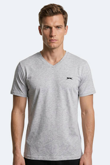 Slazenger RIVALDO T Erkek V Yaka Gri Tişört