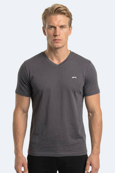 Slazenger RIVALDO T Erkek V Yaka Koyu Gri Tişört