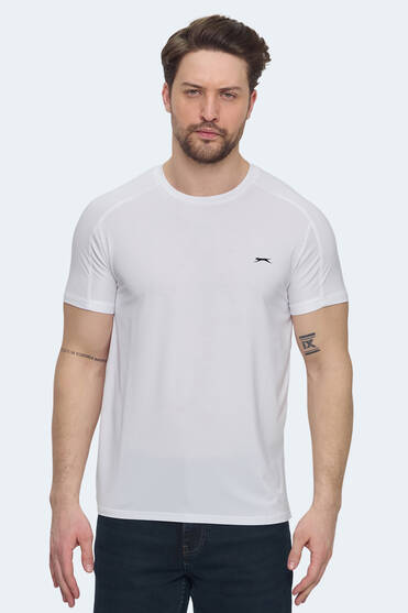 Slazenger VISHAL KTN Erkek Slim Fit Beyaz Tişört